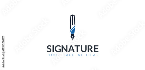 Signature logo with fountain pen and text
