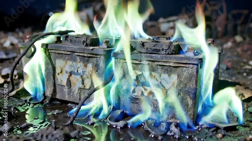 burning fire in the fireplace