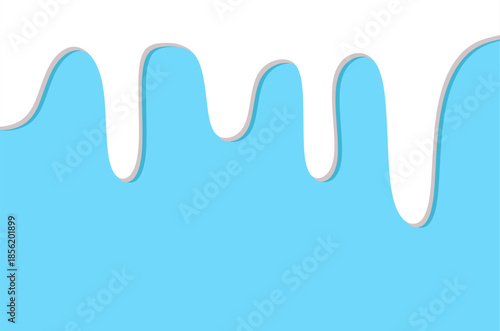 Milk, yogurt, cream, and ice cream dripping with smooth flat texture on a blue background. Fresh dairy and frozen dessert splash concept with melting ice cream and flowing liquid, clean minimal comp