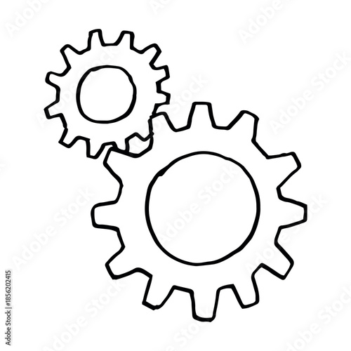Hand drawn gears doodle.