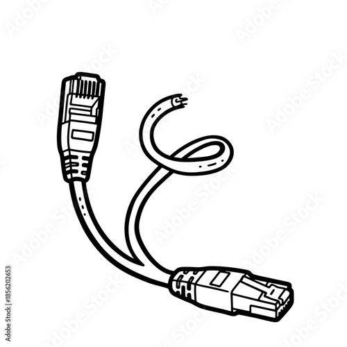 Ethernet cable with RJ45 connectors and twisted pair wiring.