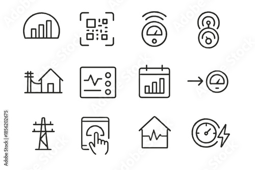Vector small symbol icon home energy dashboard smart electricity arrow lightning