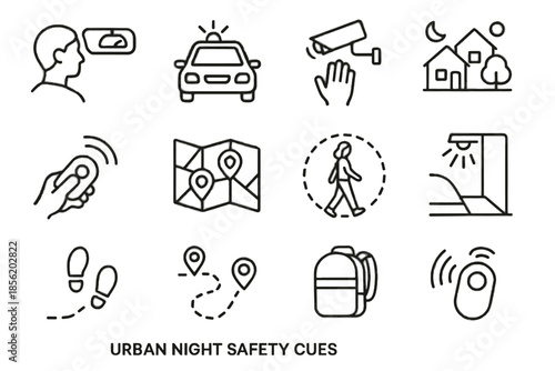 Neighborhood cam safety person key vector icon button parked safe map urban