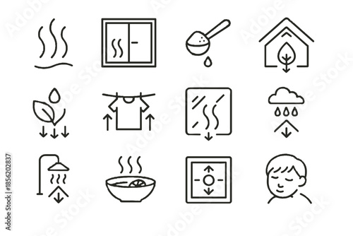 Interior room icons indoor balance icon outside calm bowl vector water humidity