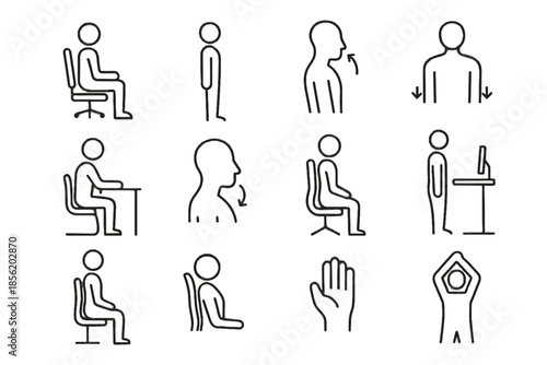 Monitor neutral position alignment angle posture healthy icon vector wrist backrest support