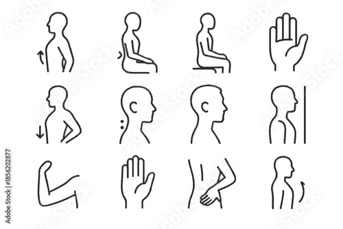 Icon symbol arm angle healthy forearm relaxation stretch ears vector icons posture