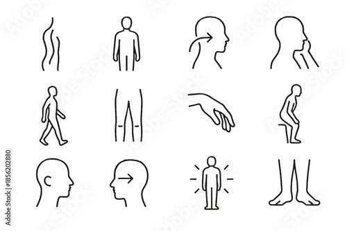 Symbol icons touch spine icon alignment vector walking posture gesture neutral healthy