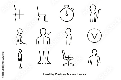 Timer motion curve depth posture vector icons balance healthy axis icon check