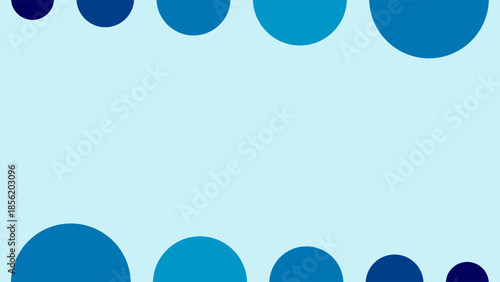 Abstract blue circle border background. Minimalist geometric dot frame with copy space for presentation header and footer. Clean medical or technology layout template.