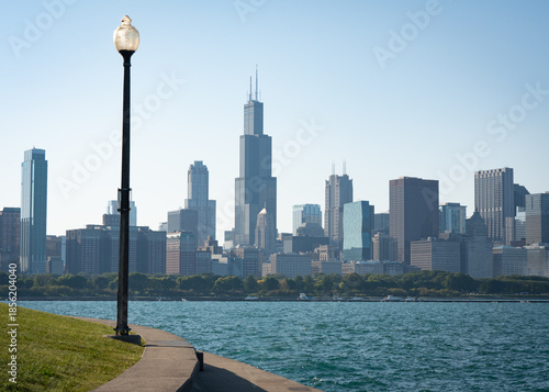 Chicago skyline with Lake Michigan 
