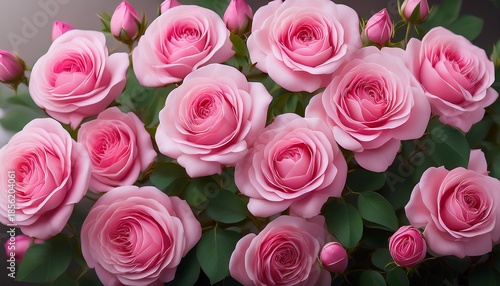 Background Of Bouquet Of Pink Blooming Rose Bush