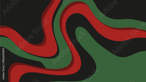 Abstract African Headwrap Gele Curves Background in Red Black and Green