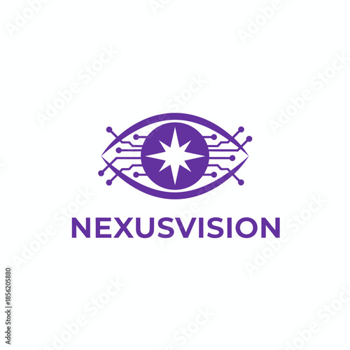 Purple Nexusvision logo featuring a stylized eye integrated with circuit board patterns and a central star, symbolizing digital insight and AI vision