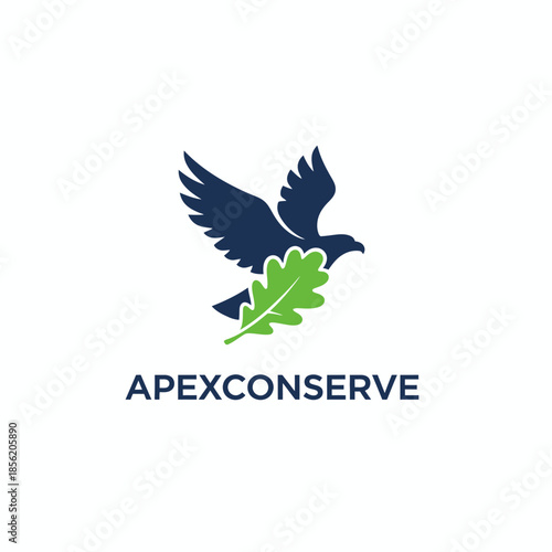Professional conservation logo featuring a soaring dark blue eagle carrying a green oak leaf, symbolizing nature protection and wildlife advocacy