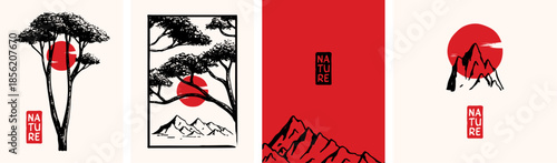 Bilde på lerret Japanese style poster design