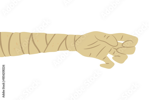 Zombie Hand, Vector Illustration. Creepy Zombie Arm with Bandage Wrap Vector Illustration. Horror Monster Hand Reaching Forward. Halloween Zombie Hand Icon Isolated. Zombie, Spooky Design Template