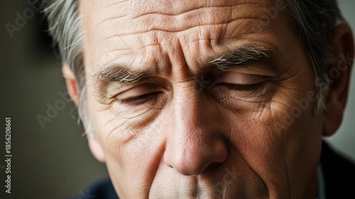 Close-up portrait of an elderly man with expressive features.