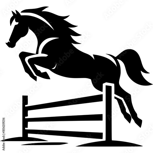 Horse Jumping Icon Vector