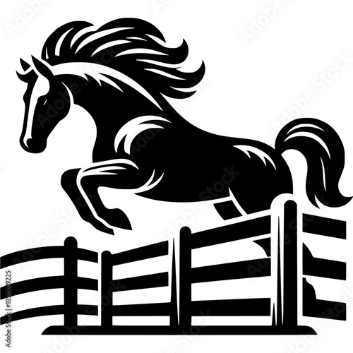 Horse Jumping Icon Vector