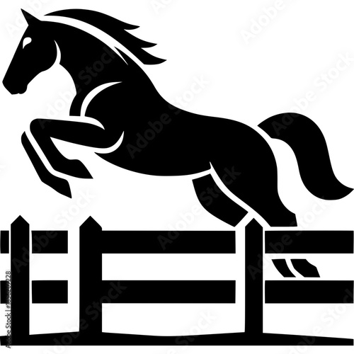 Horse Jumping Icon Vector