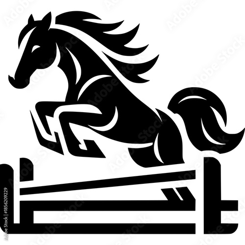 Horse Jumping Icon Vector