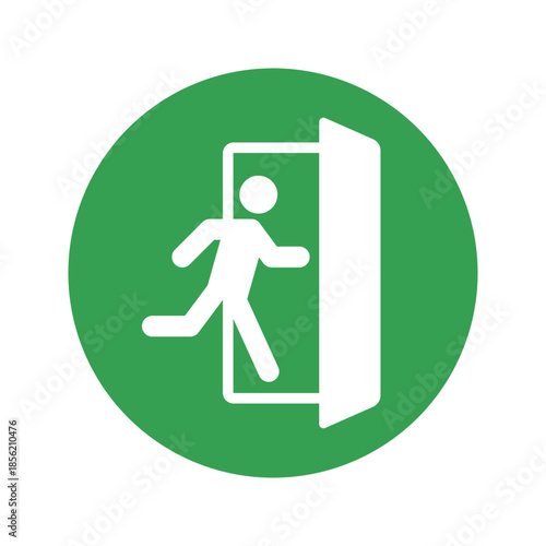 Emergency exit sign flat color circle icon vector
