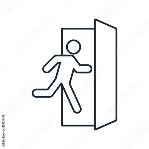 Emergency exit sign line art outline icon vector
