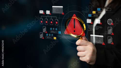 Tableau sur toile Cybersecurity threat alert system detects potential intrusions, monitors abnormal activity, and enhances digital protection to prevent unauthorized access and data breaches