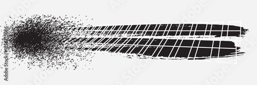 Vector Print Textured Tire Track . Design Element . Car tread silhouette . Mud splash grunge texture