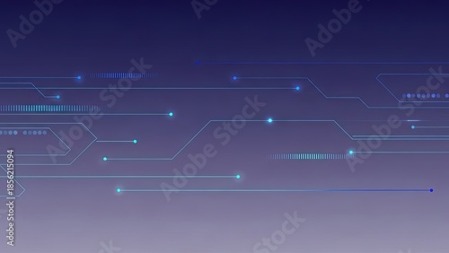 Futuristic digital circuit board with glowing blue lines and dots on gradient background