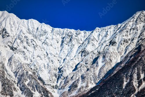 冠雪の北アルプスの穂高連峰