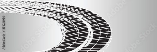 Tire treker background for rally, drift, motocross, offroad and other automotive and motorbike sports. Tire marks are black on a white background. vector