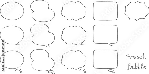 手描き風のフレーム・吹き出しセット（内側が白背景）