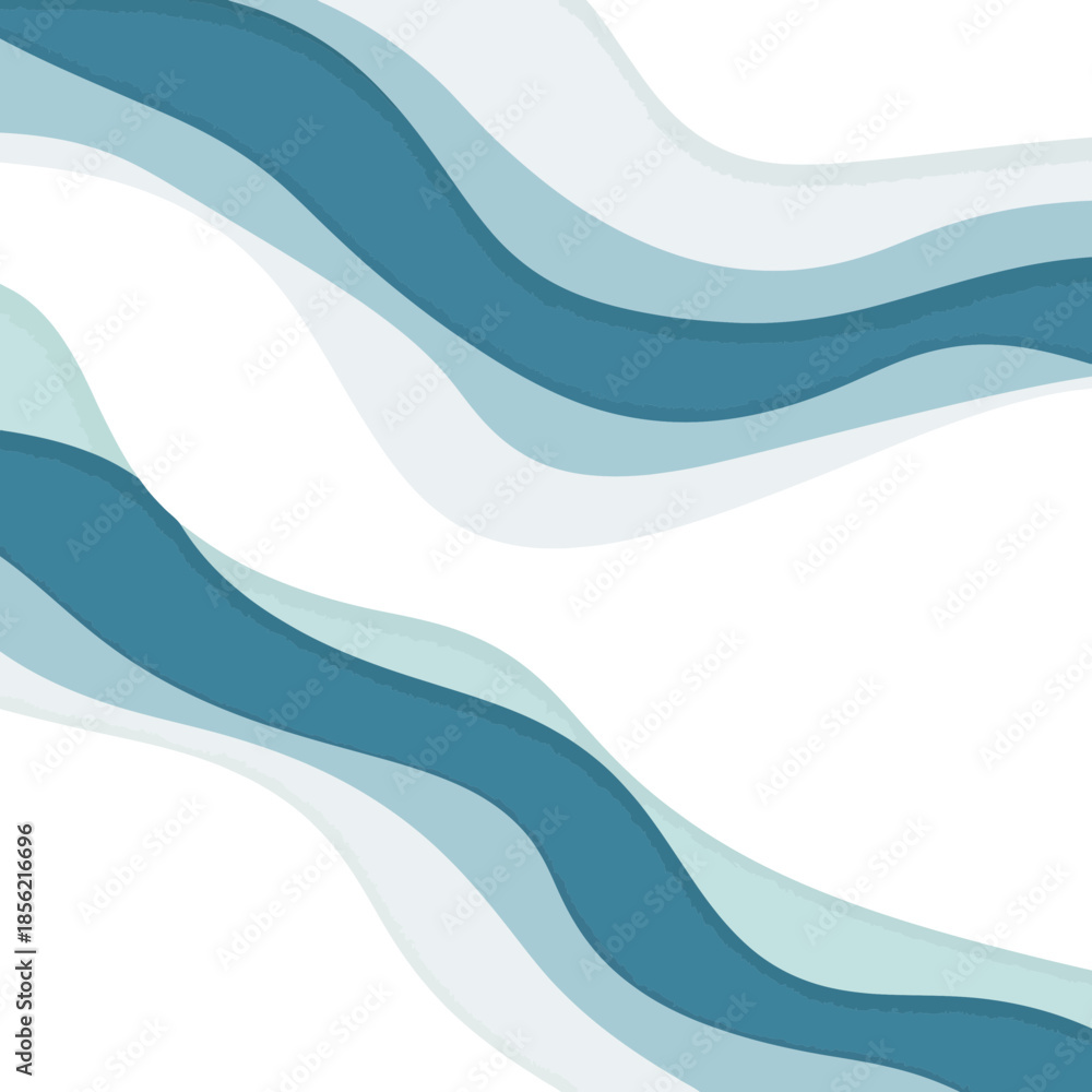 Fototapeta premium Abstract Blue Waves Flowing on White Background