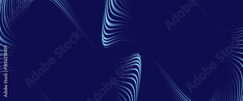 Abstract blue background with glowing curved lines. Shiny blue swirl curve lines design. Spiral lines. Geometric oval pattern. Futuristic technology concept