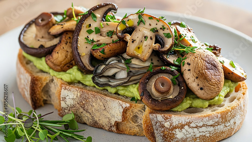 Mushroom Toast with Avocado Mash