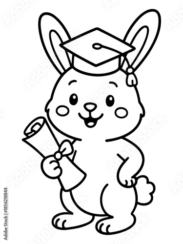 Graduation Bunny: An adorable bunny donned in a graduation cap, clutching a diploma, ready to embrace new beginnings, symbolizing the culmination of academic achievements.