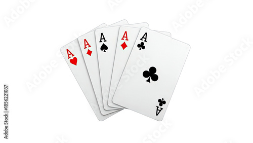 Photos Poker Hand: Aces in a Row on White Background