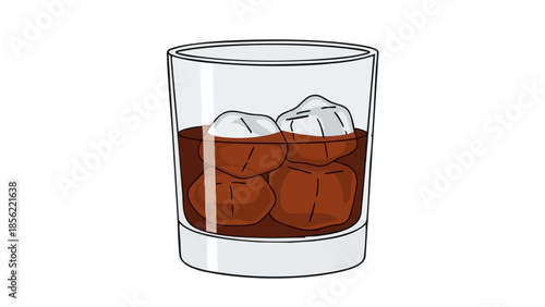 Whiskey on the rocks in a clear glass with ice cubes for International Bartender Day  