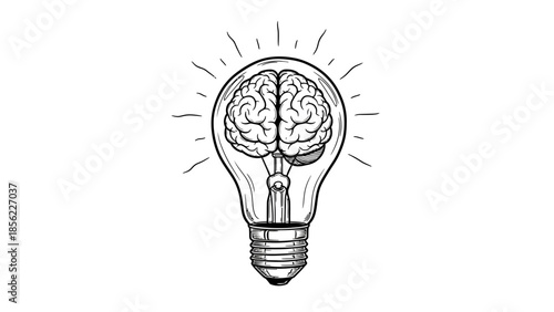 Brain inside a light bulb, symbolizing creative thinking and innovative ideas.