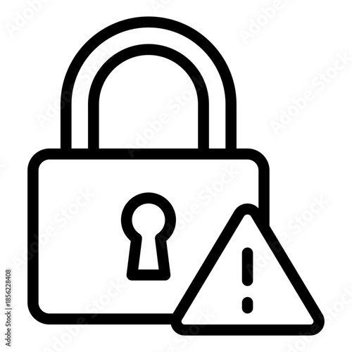 Security Lock with Warning Triangle Icon