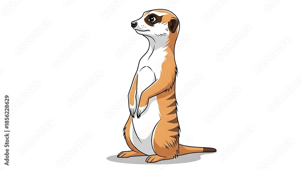 Obraz premium Illustration of a Meerkat Standing Upright.