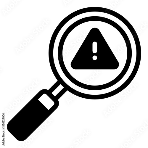 Warning Sign Magnifying Glass Icon
