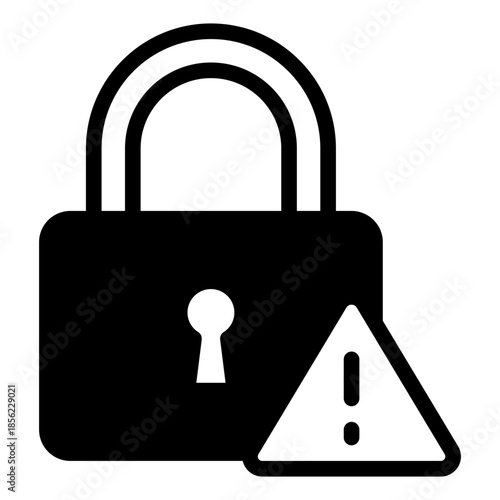 Security Lock with Warning Alert Icon