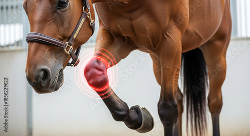 Wallpaper Mural Horse Front Leg with Illustrated Inflamed Knee Joint and Pain Torontodigital.ca