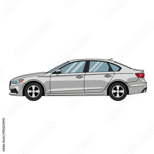 Side view illustration of a modern silver sedan car.