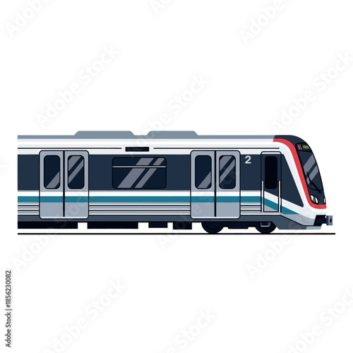 Modern urban light rail train illustrated in profile view.