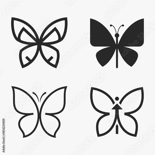 A set of Butterfly logo icons, all four butterfly designs are black-and-white.