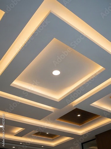Modern Architectural Ceiling Design with Recessed Lighting System Pattern