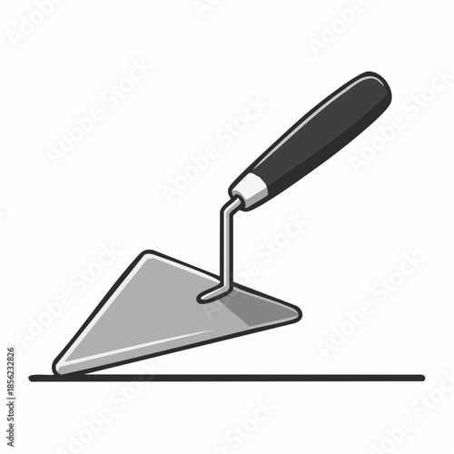 Construction trowel illustration laying down mortar or cement, construction repair tool for bricklaying work